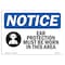 Signmission OSHA Sign, Ear Protection Must Be Worn With Symbol, 10in X 7in Rigid Plastic, 10" W, 7" H, Landscape OS-NS-P-710-L-11616 - alternate 1